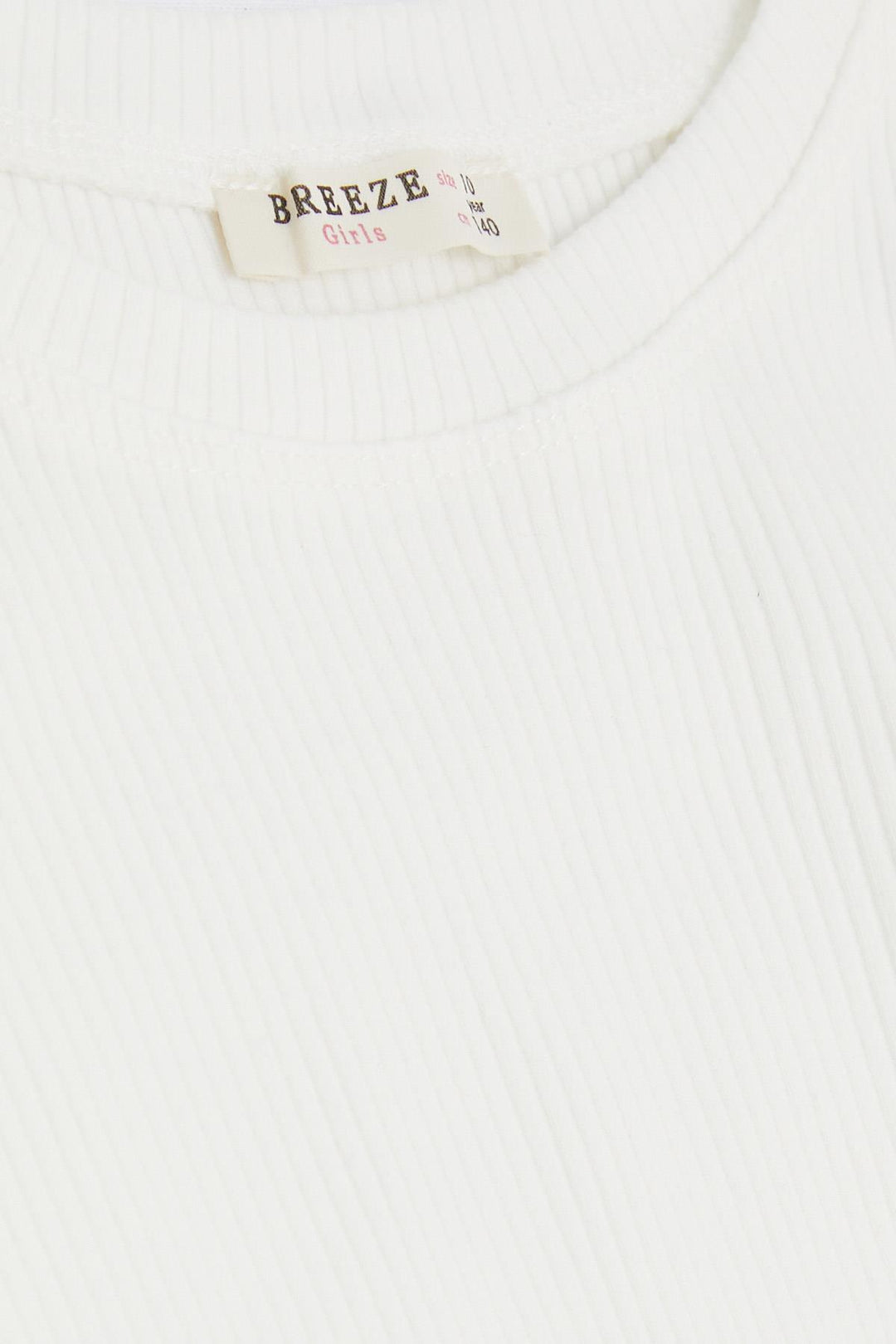 BRE Breeze Girl Child Crop T-Shirt with Cross Detail, 94 Years, Ecru - Le Perreux-Sur-Marne