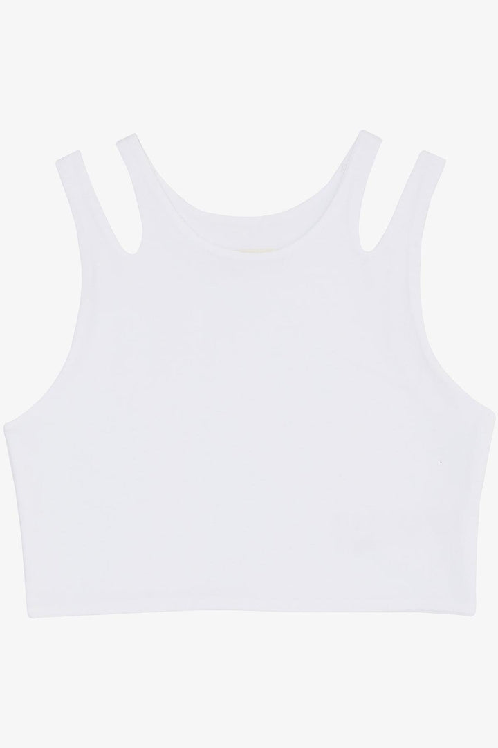 BRE Breeze Girl Child Crop Top Double Strap Shoulder Detail 96 Years, White - Catonsville