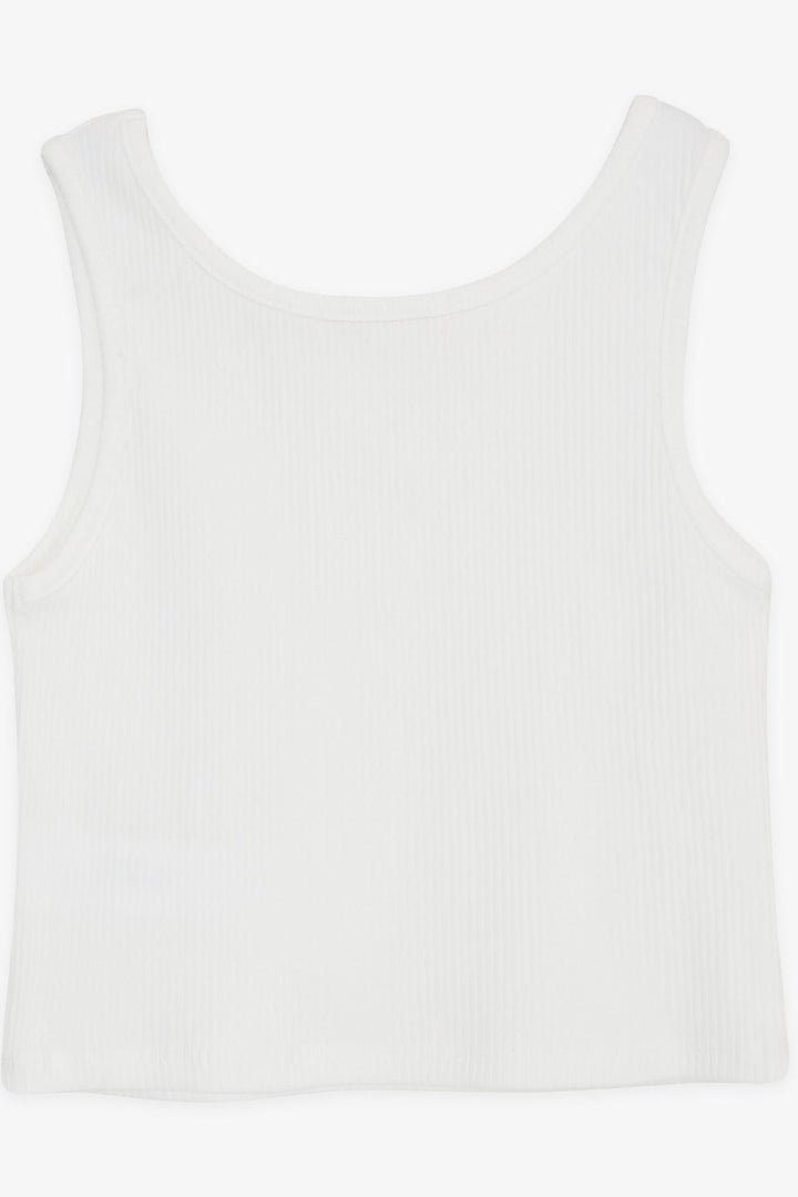 BRE Breeze Girl Child Crop T-Shirt with Button Accessories, 94 Years, White - Anderlecht