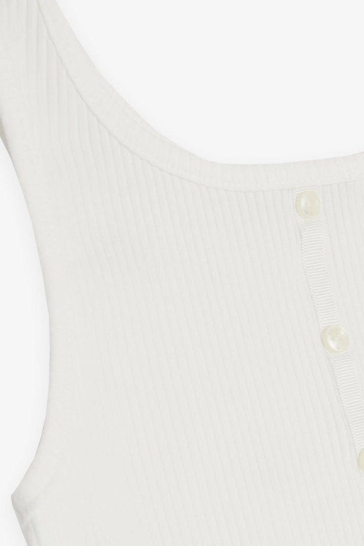 BRE Breeze Girl Child Crop T-Shirt with Button Accessories, 94 Years, White - Anderlecht