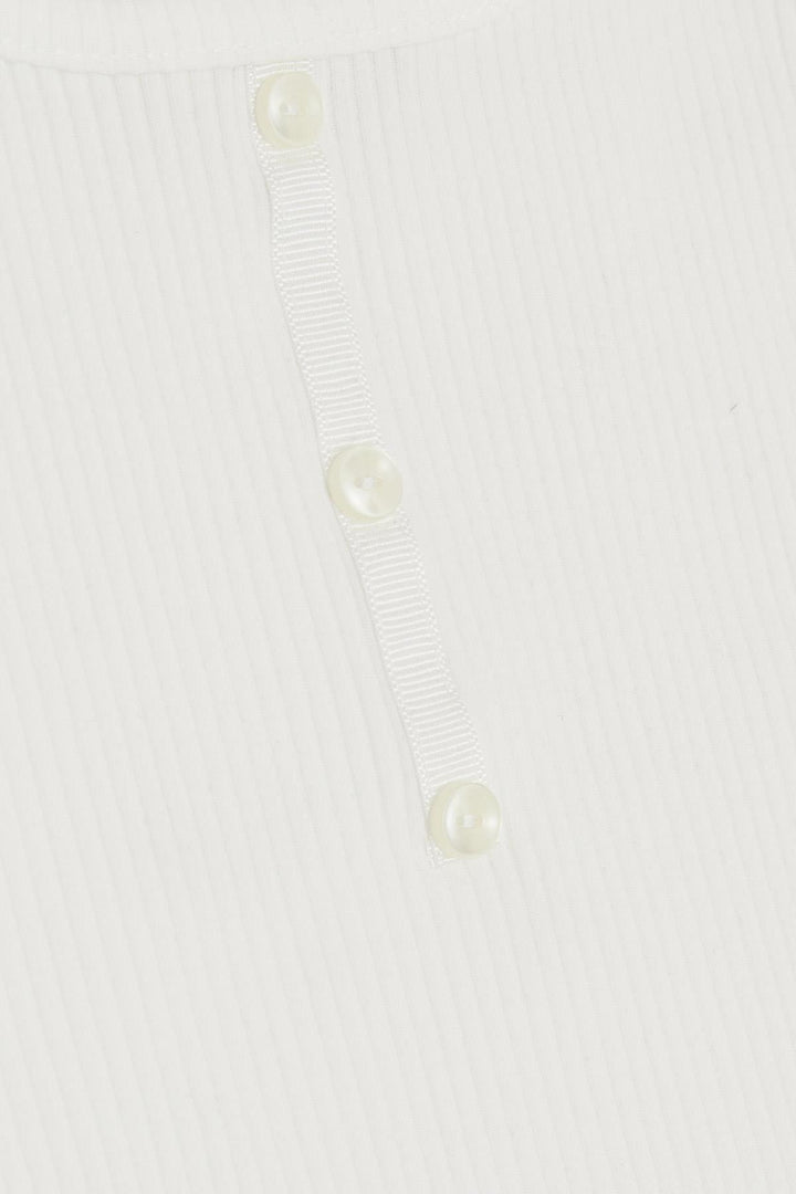 BRE Breeze Girl Child Crop T-Shirt with Button Accessories, 94 Years, White - Anderlecht