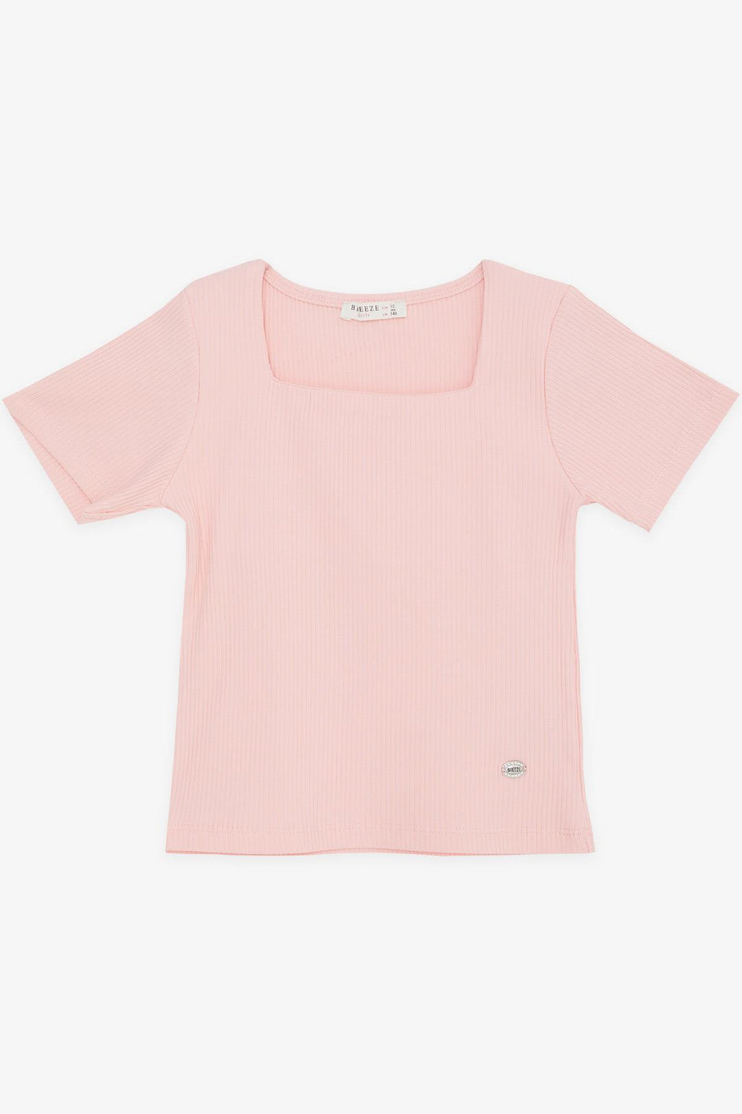 BRE Breeze Girl Child Crop Top Ribbed Square Neck 94 Years, Salmon - The Woodlands