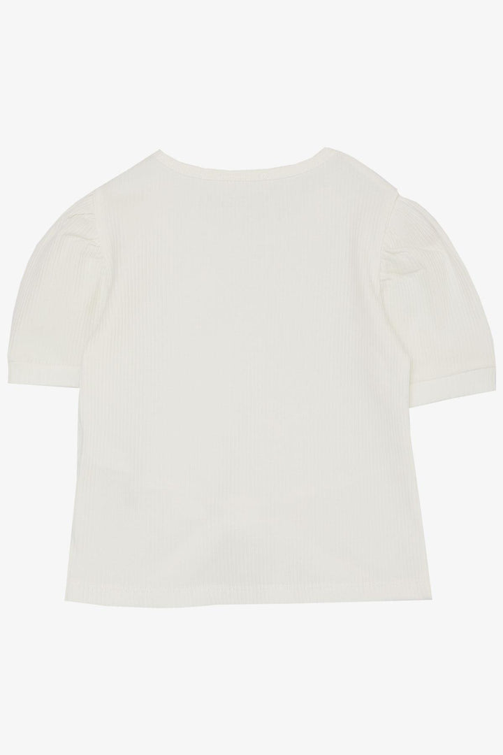 BRE Breeze Girl Child Crop T-Shirt with Belly Neckline Detail, 84 Years, Ecru - Covilhã