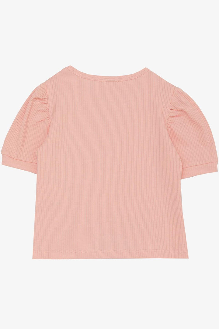 BRE Breeze Girl Child Crop T-Shirt with Belly Neckline Detail 84 Years, Salmon - Santa Clarita