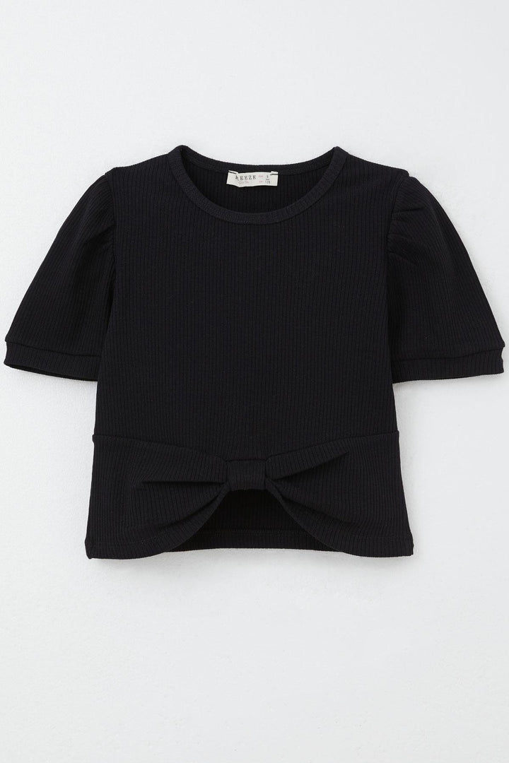 BRE Breeze Girl Child Crop Top with Belly Neckline Detail, 84 Years, Black - Zwijndrecht
