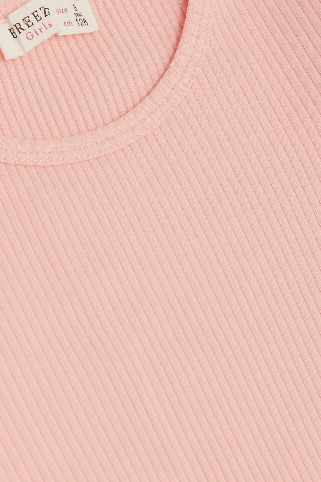 BRE Breeze Girl Child Crop T-Shirt with Belly Neckline Detail 84 Years, Salmon - Santa Clarita