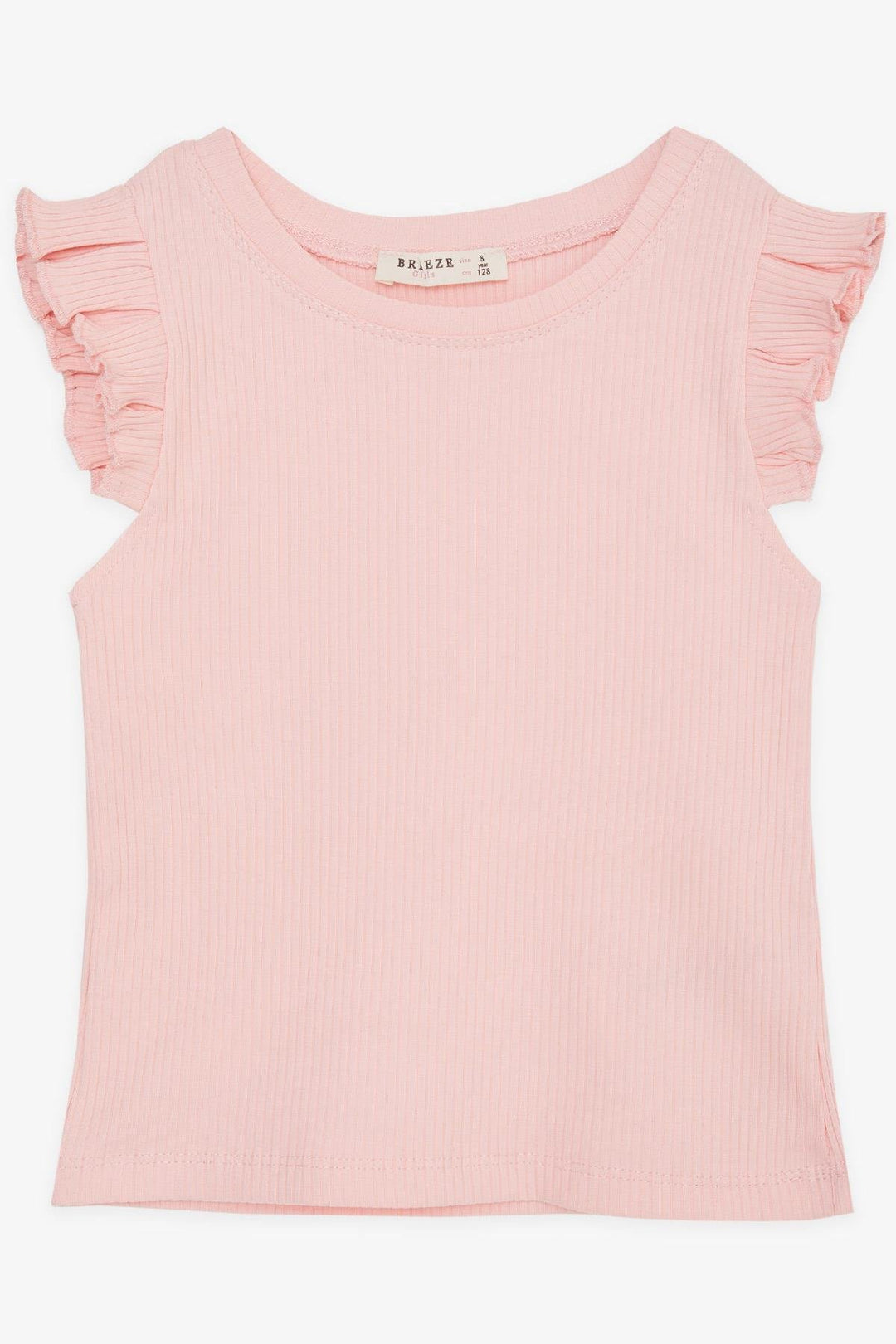 BRE Breeze Girl Child Crop Top with Frilly Sleeves 84 Years, Salmon - Bondy