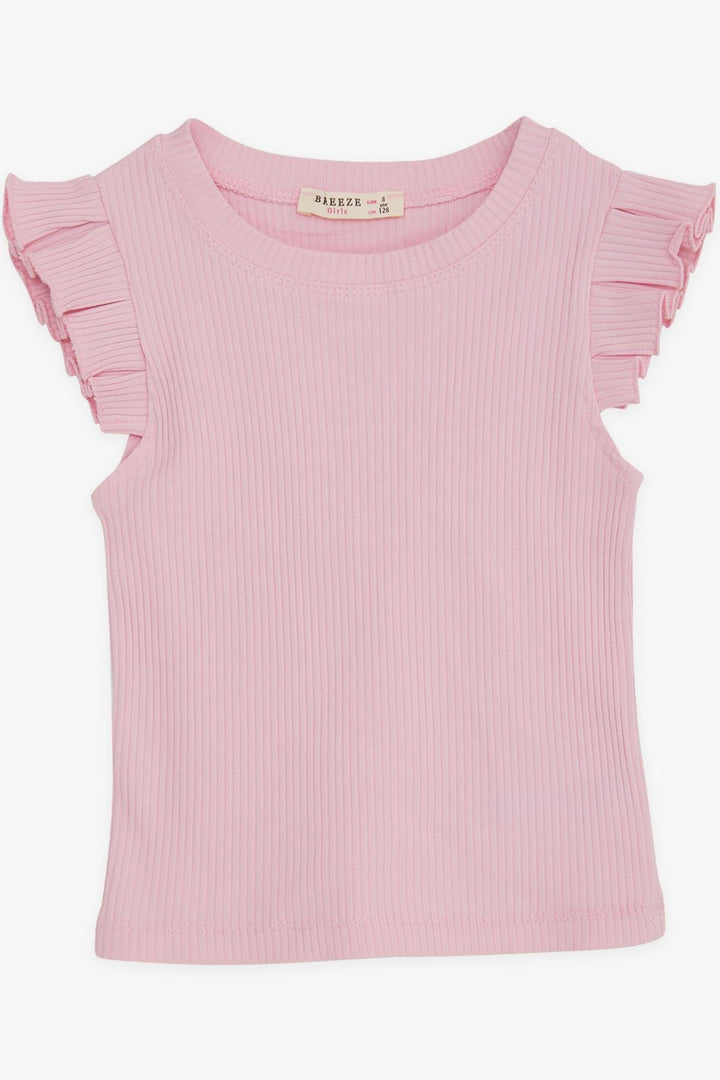 BRE Breeze Girl Child Crop Top with Frilly Sleeves, 84 Years, Pink - Caserta