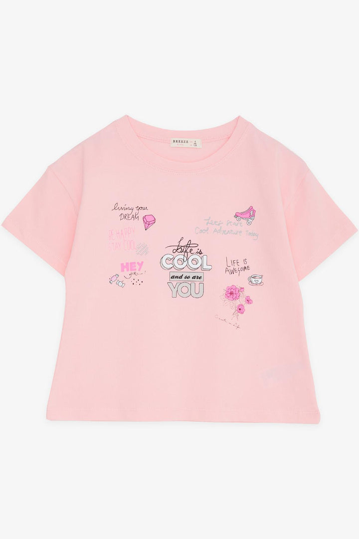 BRE Breeze Girl Child Crop T-shirt Happiness Themed 84 Years, Powder - Villareal