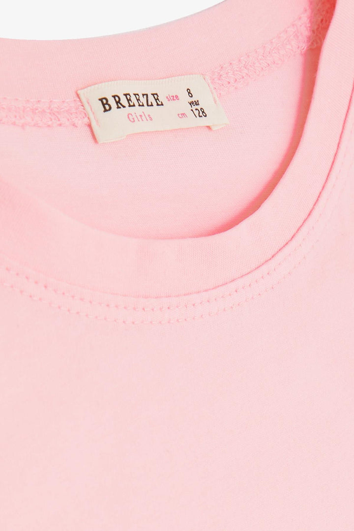 BRE Breeze Girl Child Crop T-shirt Happiness Themed 84 Years, Powder - Villareal