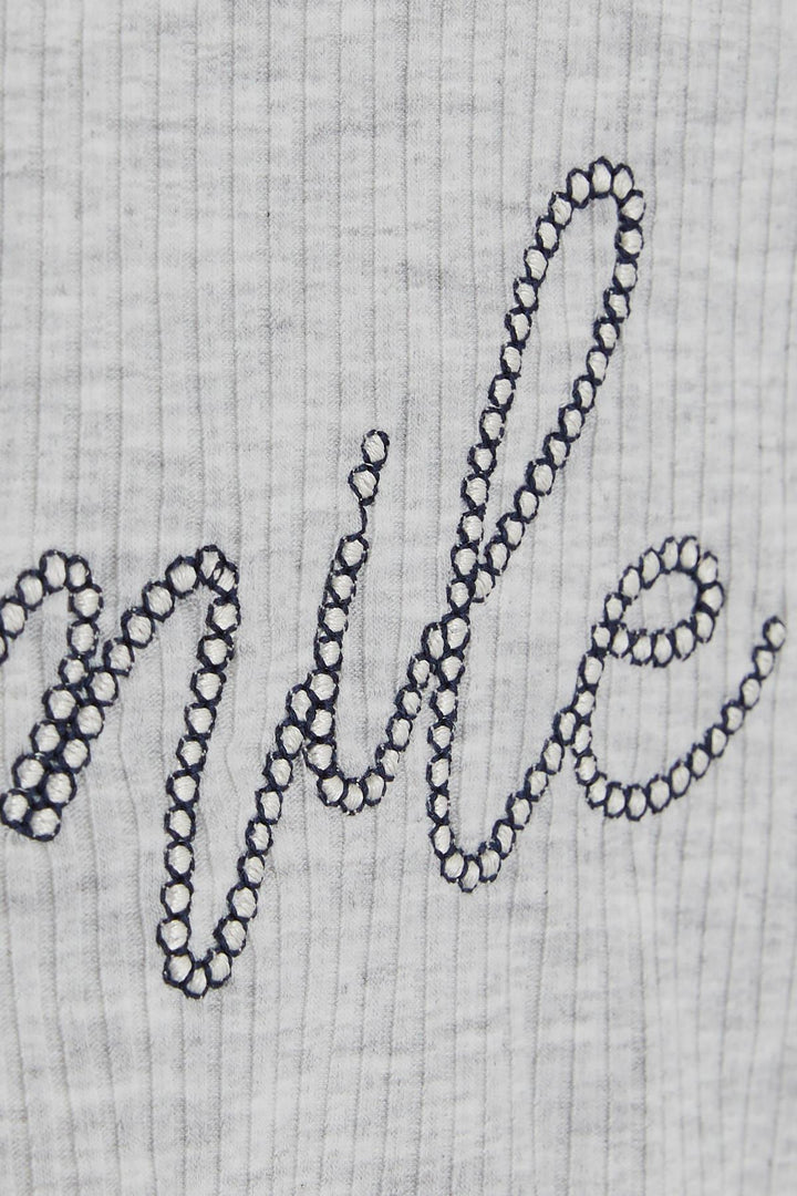 BRE Breeze Girl Child Crop T-Shirt Embroidered Text Printed 84 Years, Grey Melange - Toronto