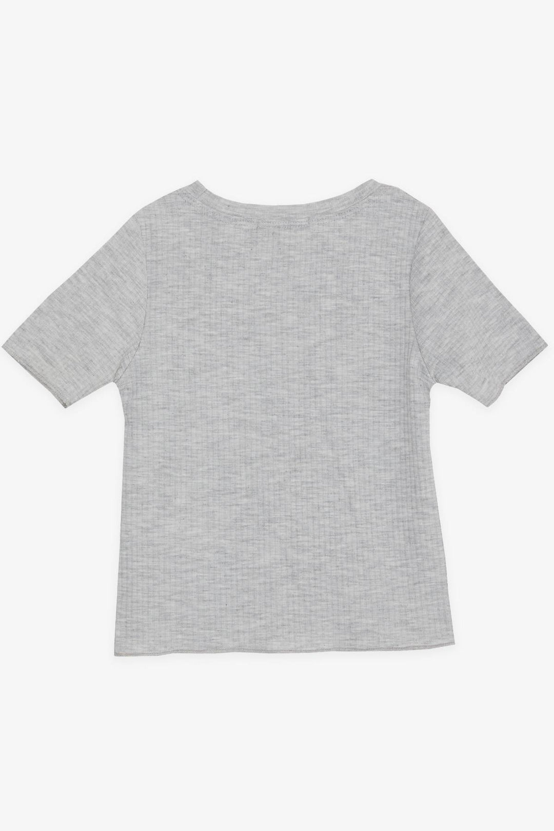 BRE Breeze Girl Child Crop T-Shirt Embroidered Text Printed 84 Years, Grey Melange - Toronto