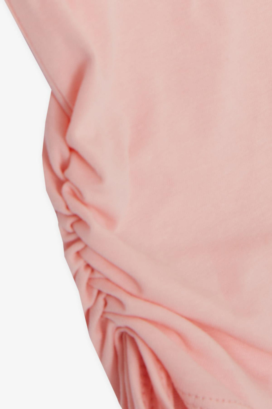 BRE Breeze Girl Crop T-Shirt with Rhinestone Printed Writing, Ruched Sides with Bow, 84 Years, Pink. - Talence