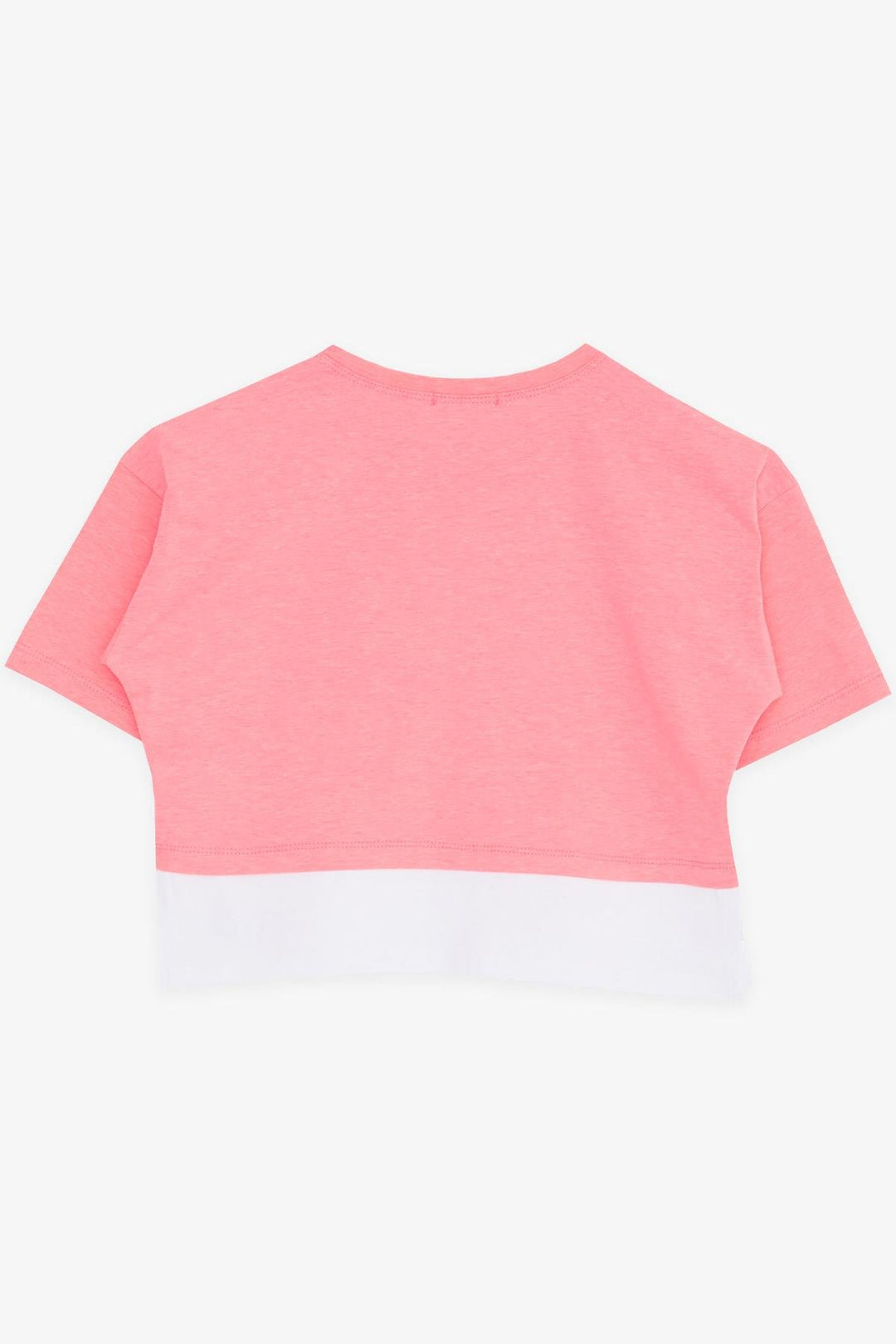 BRE Breeze Girl Child Crop T-Shirt with Printed Text and Side Slits, 94 Years, Neon Pink - Logroño