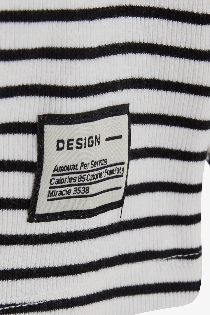 BRE Breeze Girl Child Crop Long Sleeve T-Shirt Striped Square Neck 84 Years, Ecru - Lissone