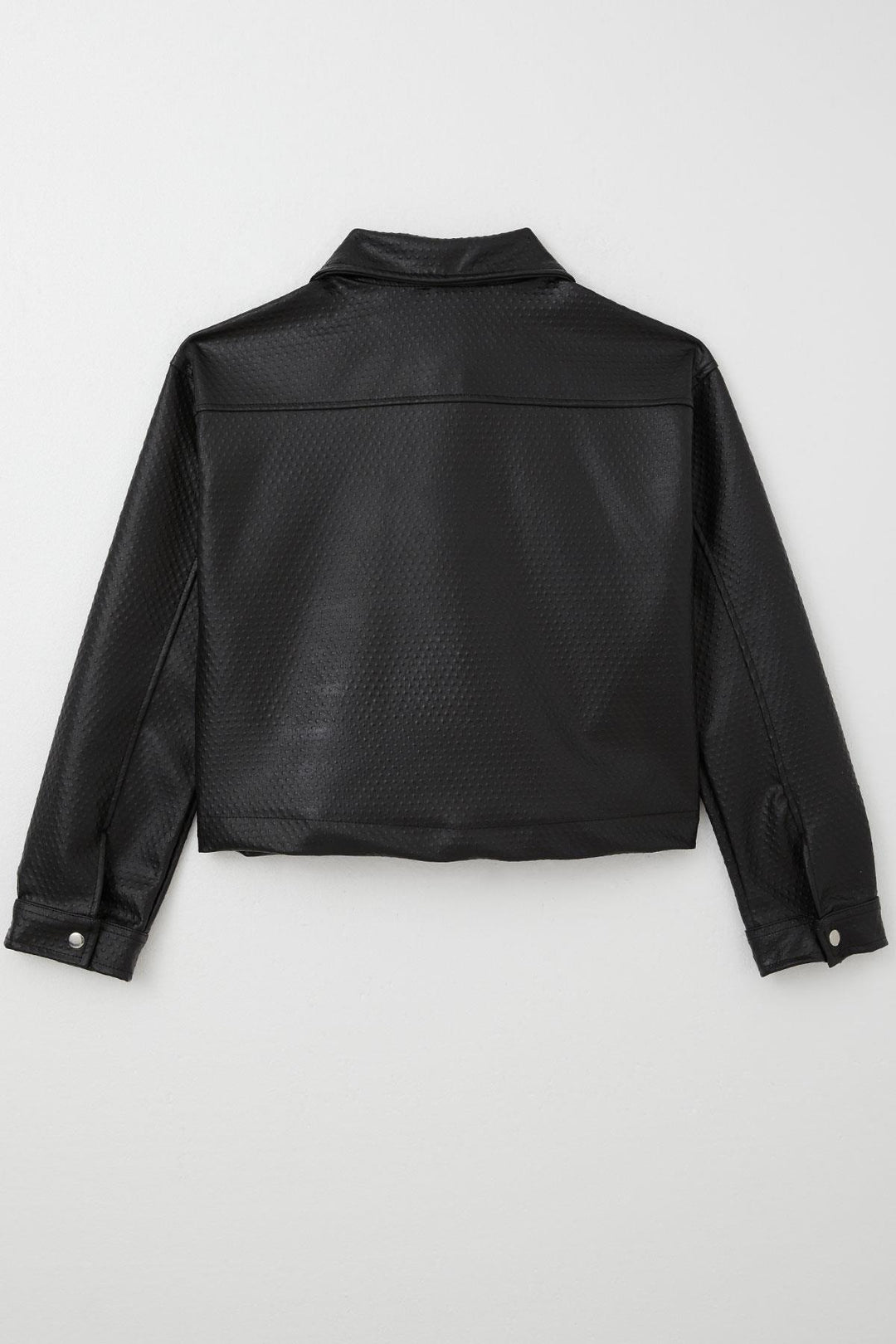 BRE Breeze Girl Child Leather Jacket Embossed Pattern Snap Fastener 94 Years, Black - Springville