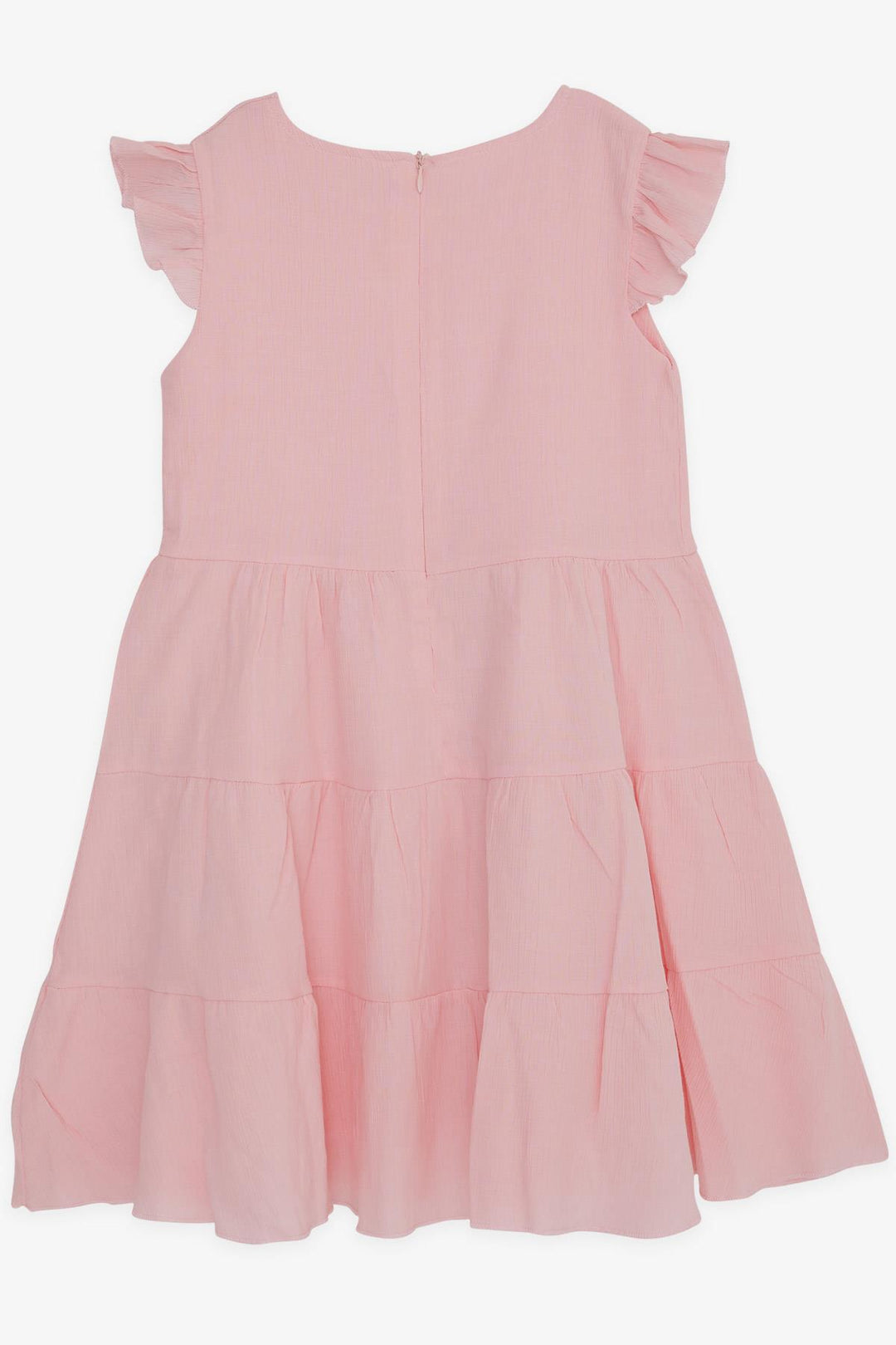 BRE Breeze Girl's Dress with Ruffles and Arm Detail, Back Zipper, 50 Years, Pink - Minden