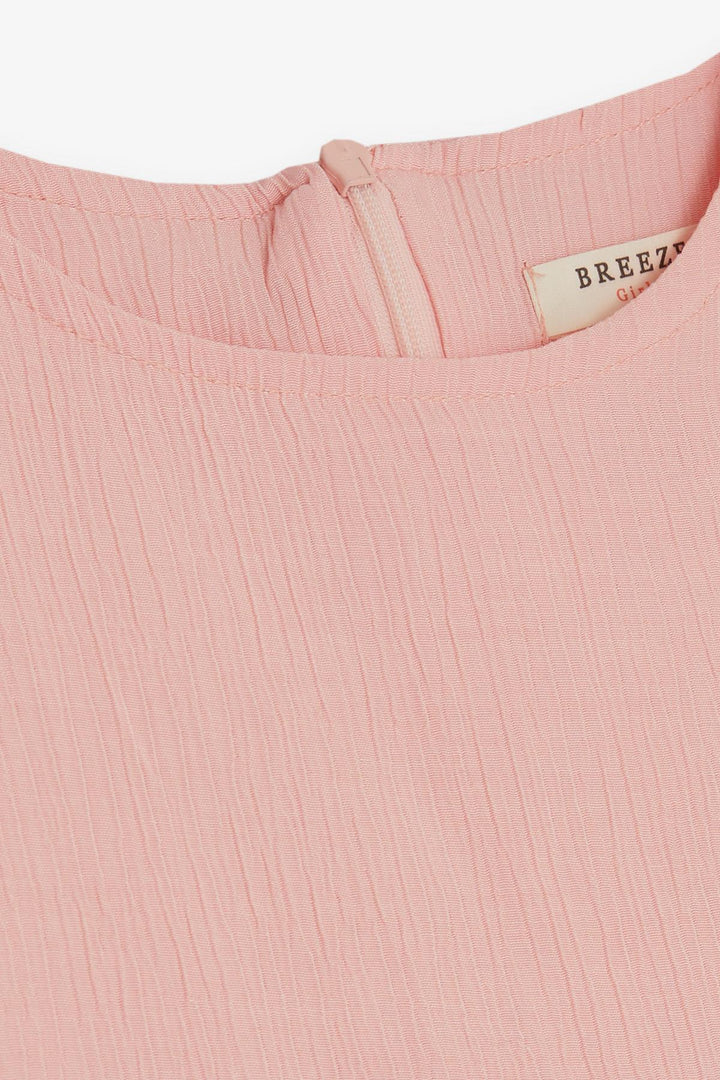 BRE Breeze Girl's Dress with Ruffles and Zipper at the Back, Salmon, 50 Years - Navapolatsk