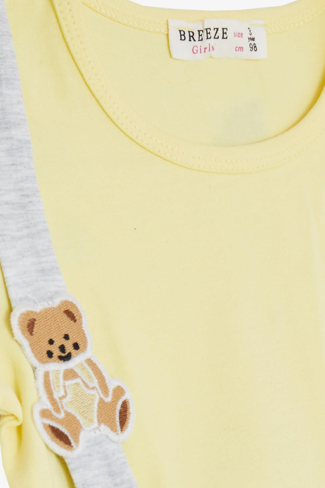 BRE Breeze Girl's Dress with Bear Accessory and Bow, 2-6 Years, Yellow - Marlborough