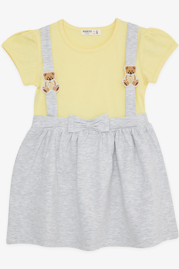 BRE Breeze Girl's Dress with Bear Accessory and Bow, 2-6 Years, Yellow - Marlborough