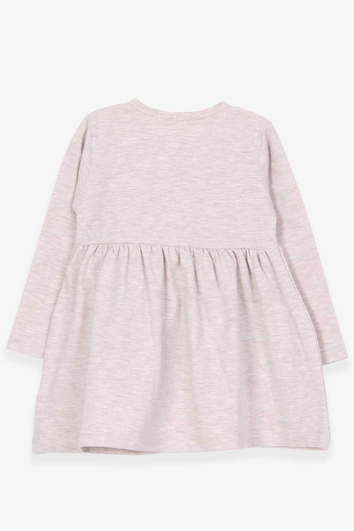 BRE Breeze Girl's Dress with Bear Accessory Detail, 2-6 Years, Beige Melange - Mount Laurel