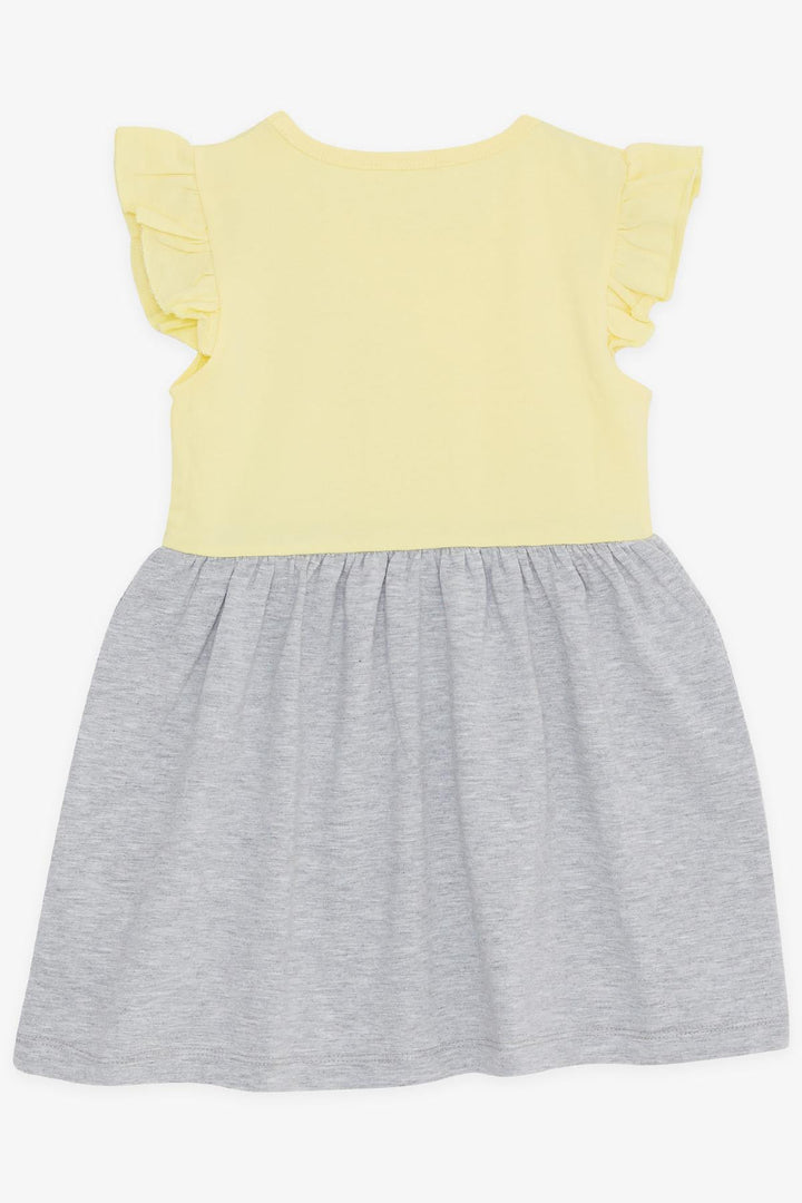 BRE Breeze Girl's Dress with Pocket, Glittery Cat Print, 1.5-5 Years, Yellow - Utrera