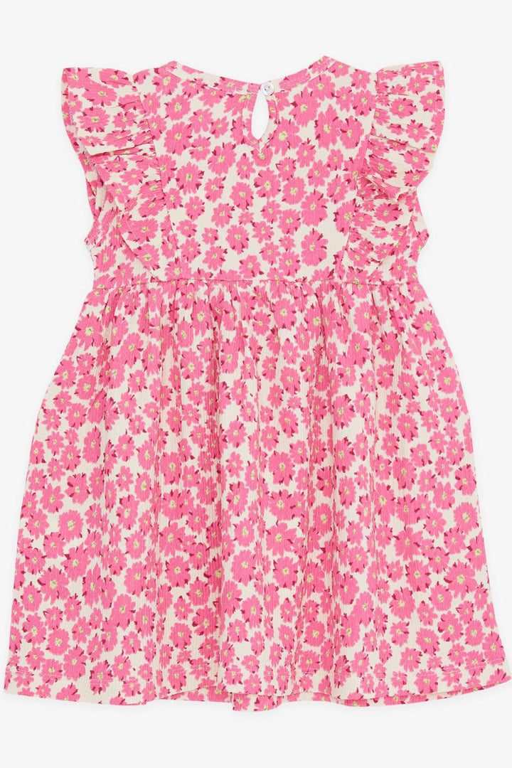 BRE Breeze Girl's Dress with Flower Patterned Bow, 3-8 Years, Pink - Aranjuez