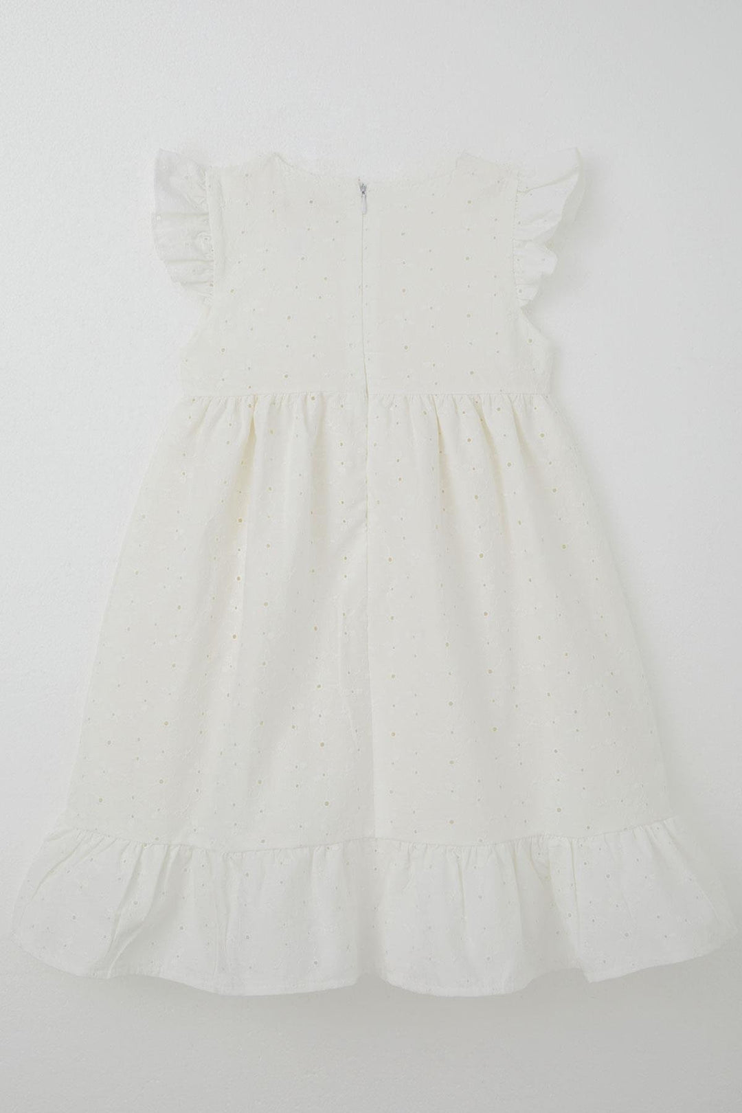 BRE Breeze Girl's Dress with Flower Embroidery and Patch Detail, 4-9 Years, Ecru - Porirua