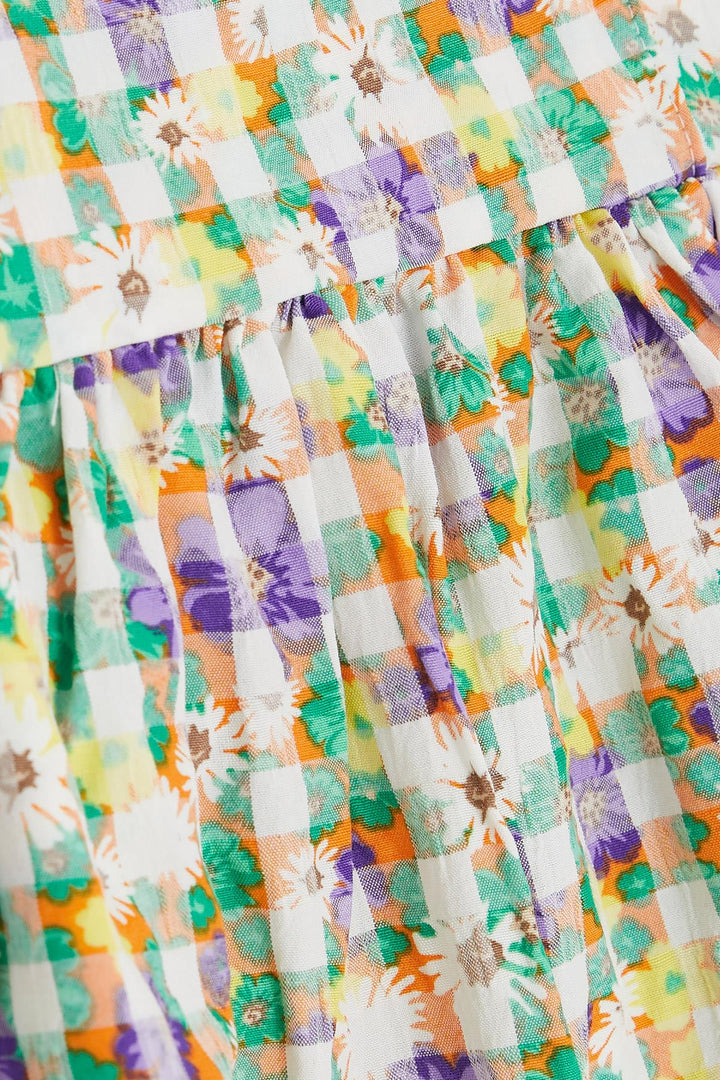 BRE Breeze Girl's Dress with Floral Ruffled Shoulders, 2-6 Years, Mixed Color - Verviers