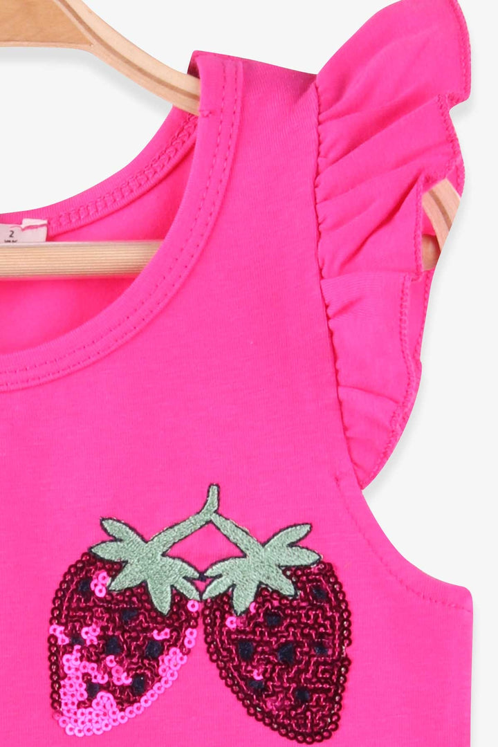 BRE Breeze Girl's Dress with Strawberry Embroidery, 2-6 Years, Pink - Elmhurst