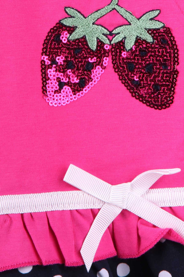 BRE Breeze Girl's Dress with Strawberry Embroidery, 2-6 Years, Pink - Elmhurst
