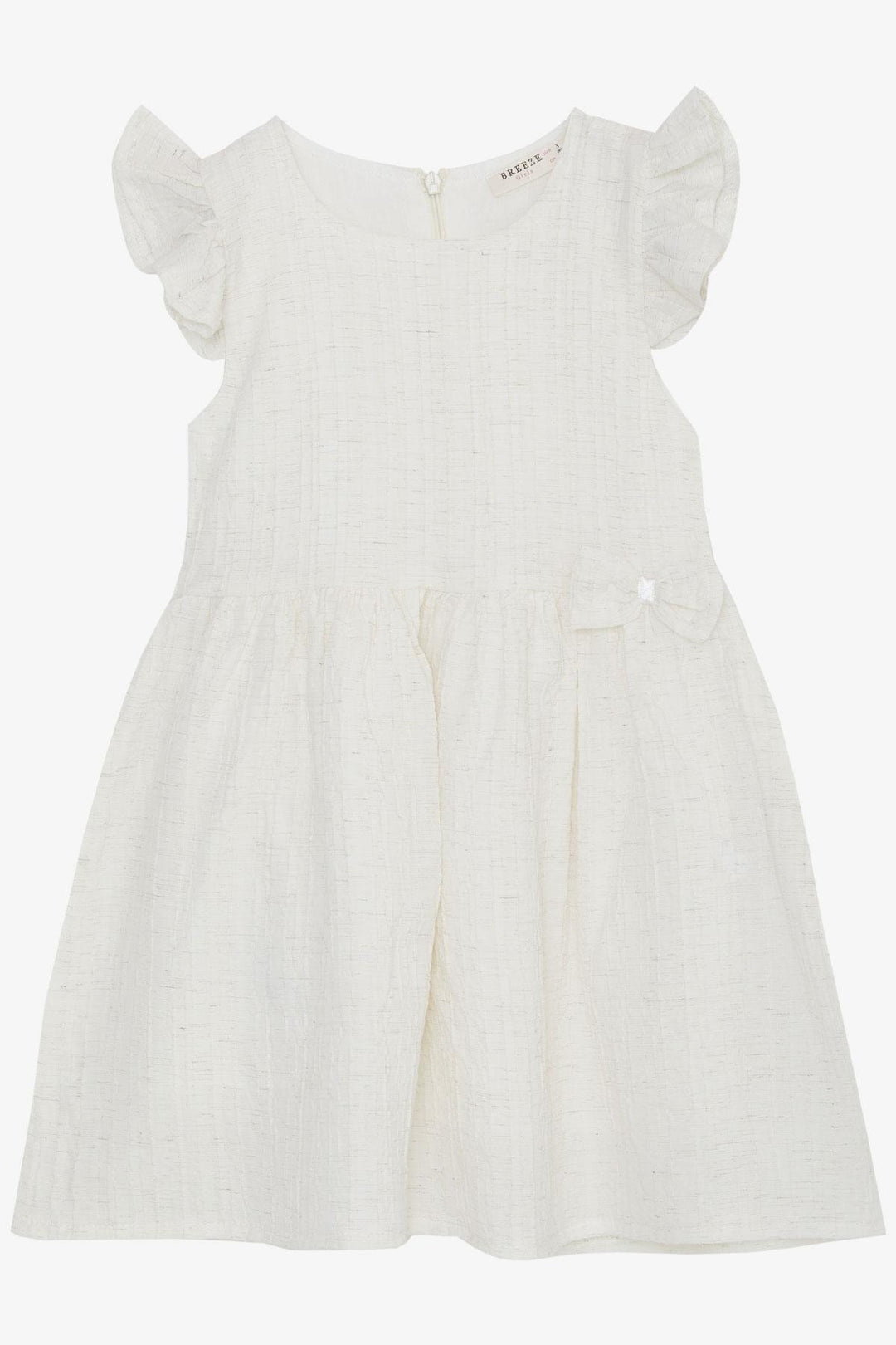 BRE Breeze Girl's Dress with Bow Sleeves Frilled 3-7 Years, Ecru - Enerhodar