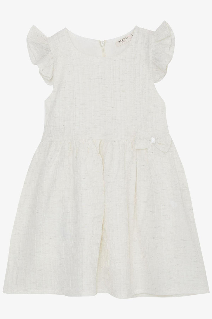 BRE Breeze Girl's Dress with Bow Sleeves Frilled 3-7 Years, Ecru - Enerhodar
