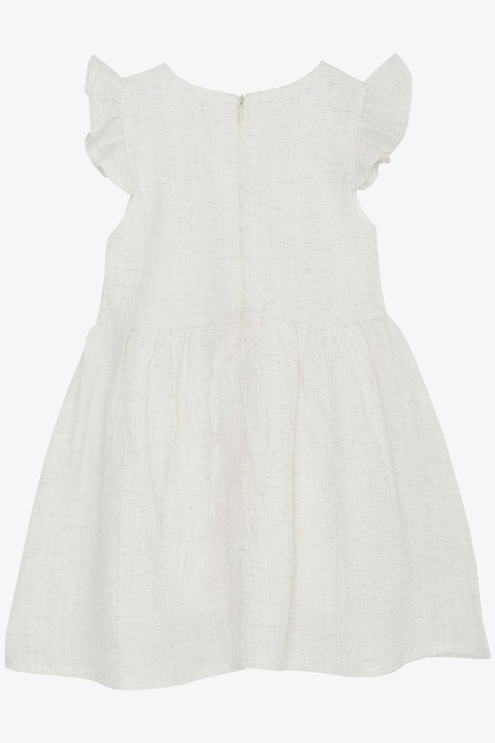 BRE Breeze Girl's Dress with Bow Sleeves Frilled 3-7 Years, Ecru - Enerhodar
