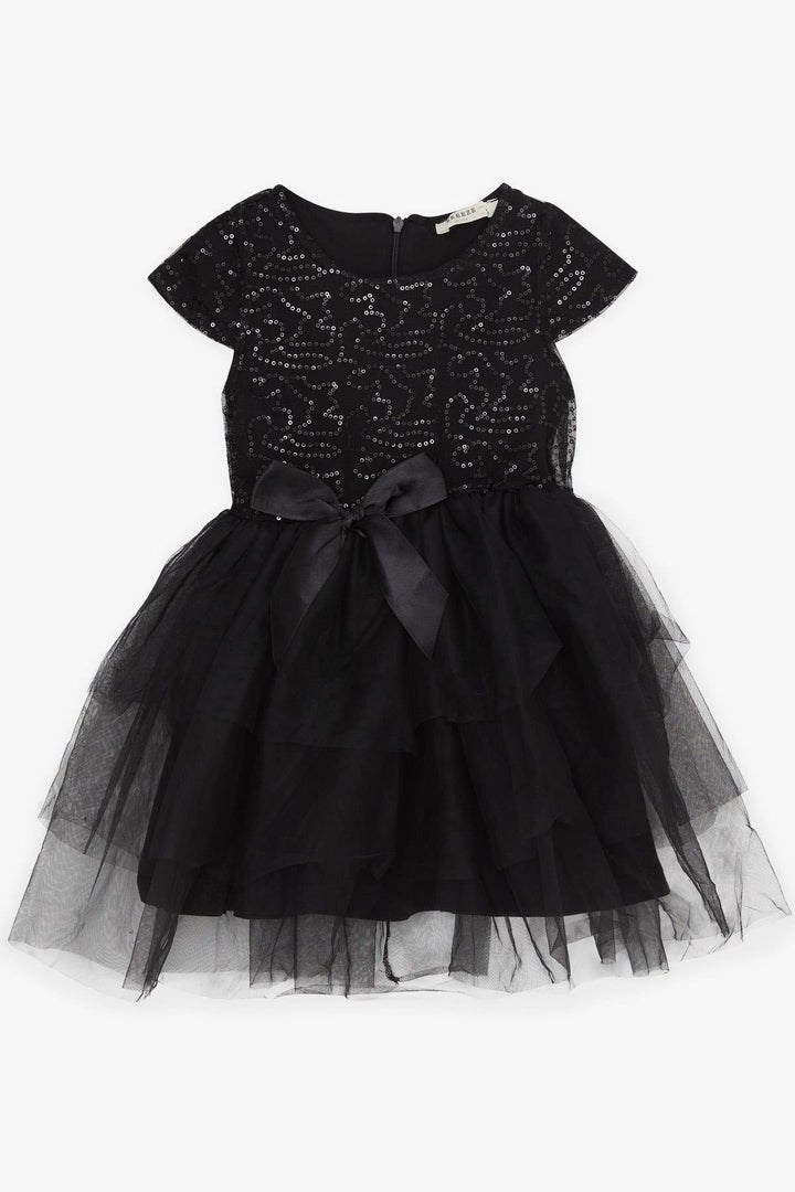BRE Breeze Girl's Dress with Bow Sequined Tulle 50 Years, Black - Tamiami