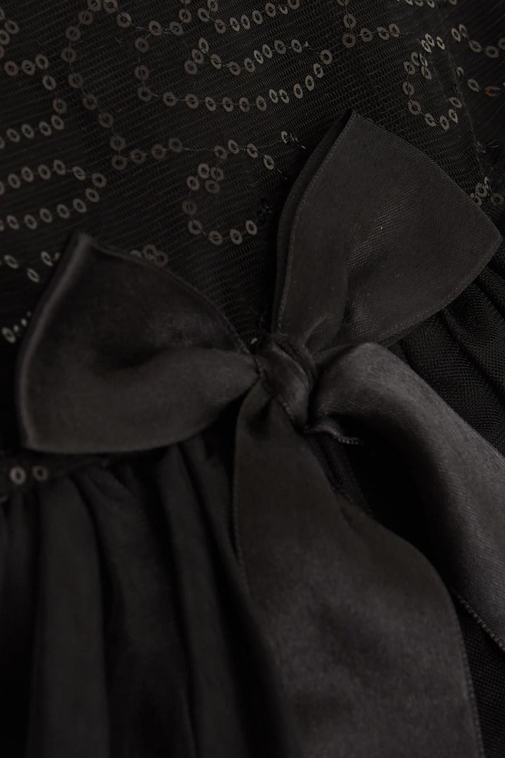 BRE Breeze Girl's Dress with Bow Sequined Tulle 50 Years, Black - Tamiami
