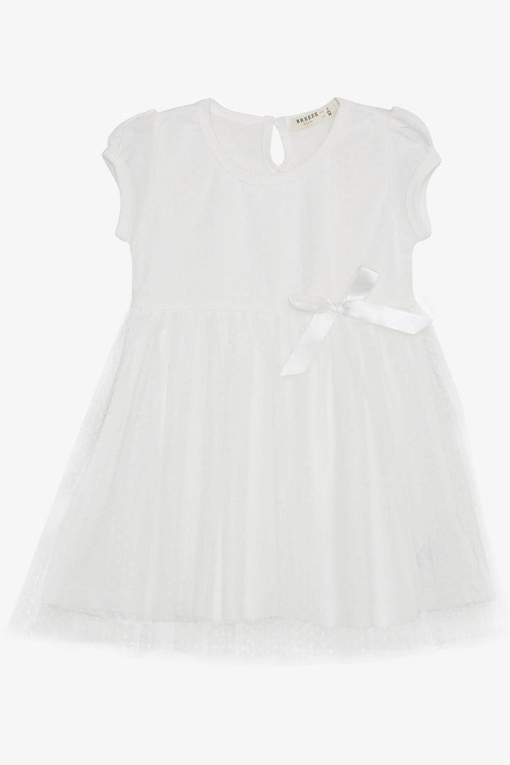 BRE Breeze Girl's Dress with Bow Tulle 3-8 Years, Ecru - Nuremberg