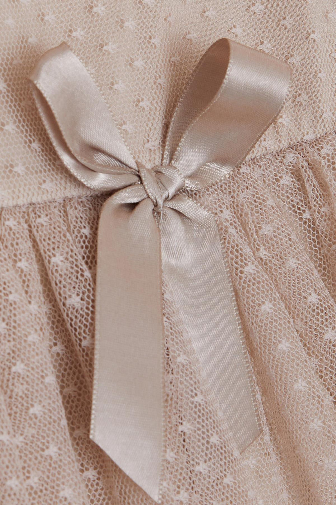 BRE Breeze Girl's Dress with Bow Tulle 3-8 Years, Beige - New Albany