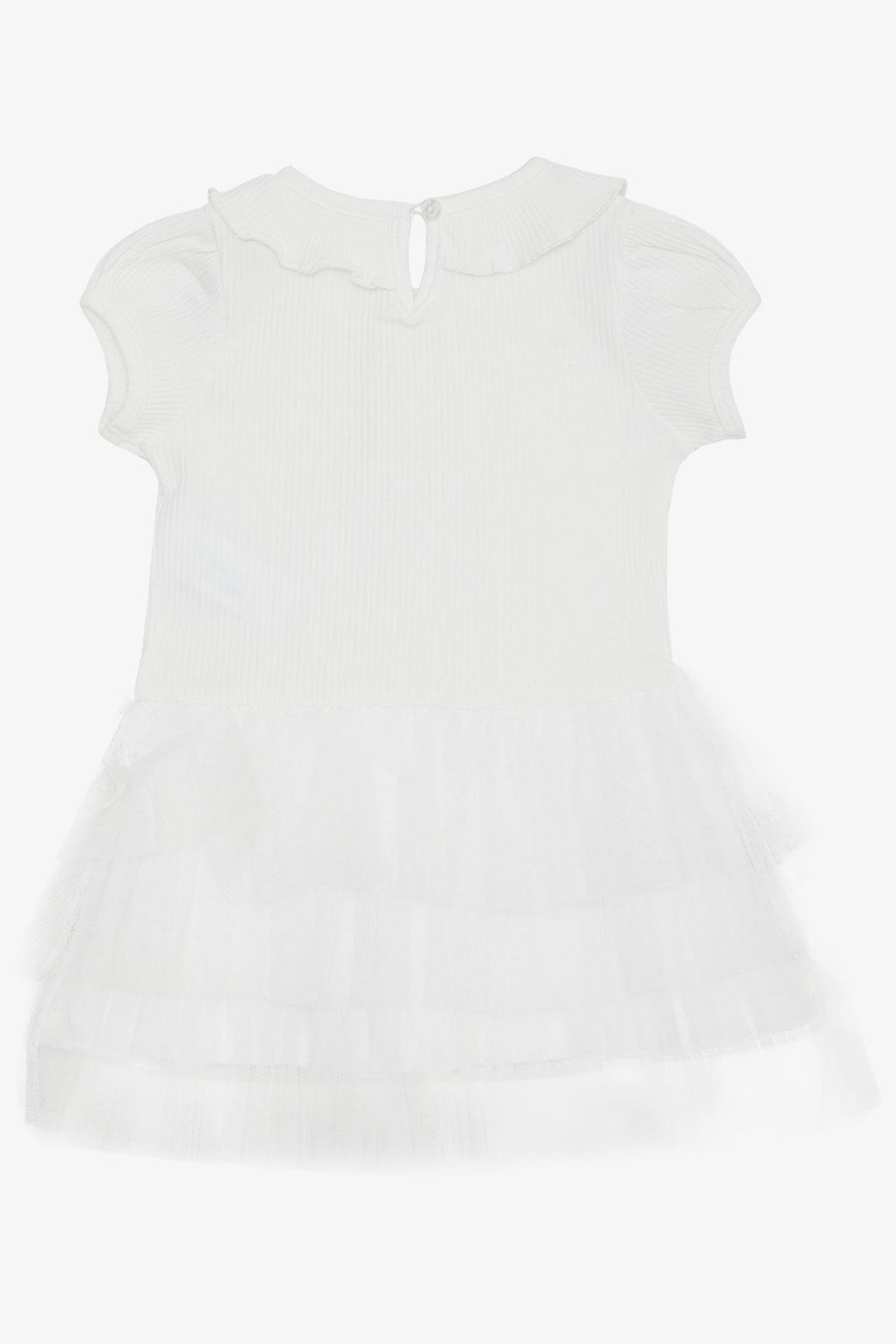 BRE Breeze Girl's Dress with Bow Tulle Ruffled Shoulder 1.5-5 Years, Ecru - Wyoming