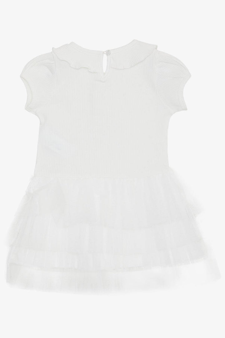 BRE Breeze Girl's Dress with Bow Tulle Ruffled Shoulder 1.5-5 Years, Ecru - Wyoming