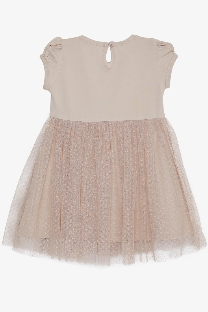 BRE Breeze Girl's Dress with Bow Tulle 3-8 Years, Beige - New Albany