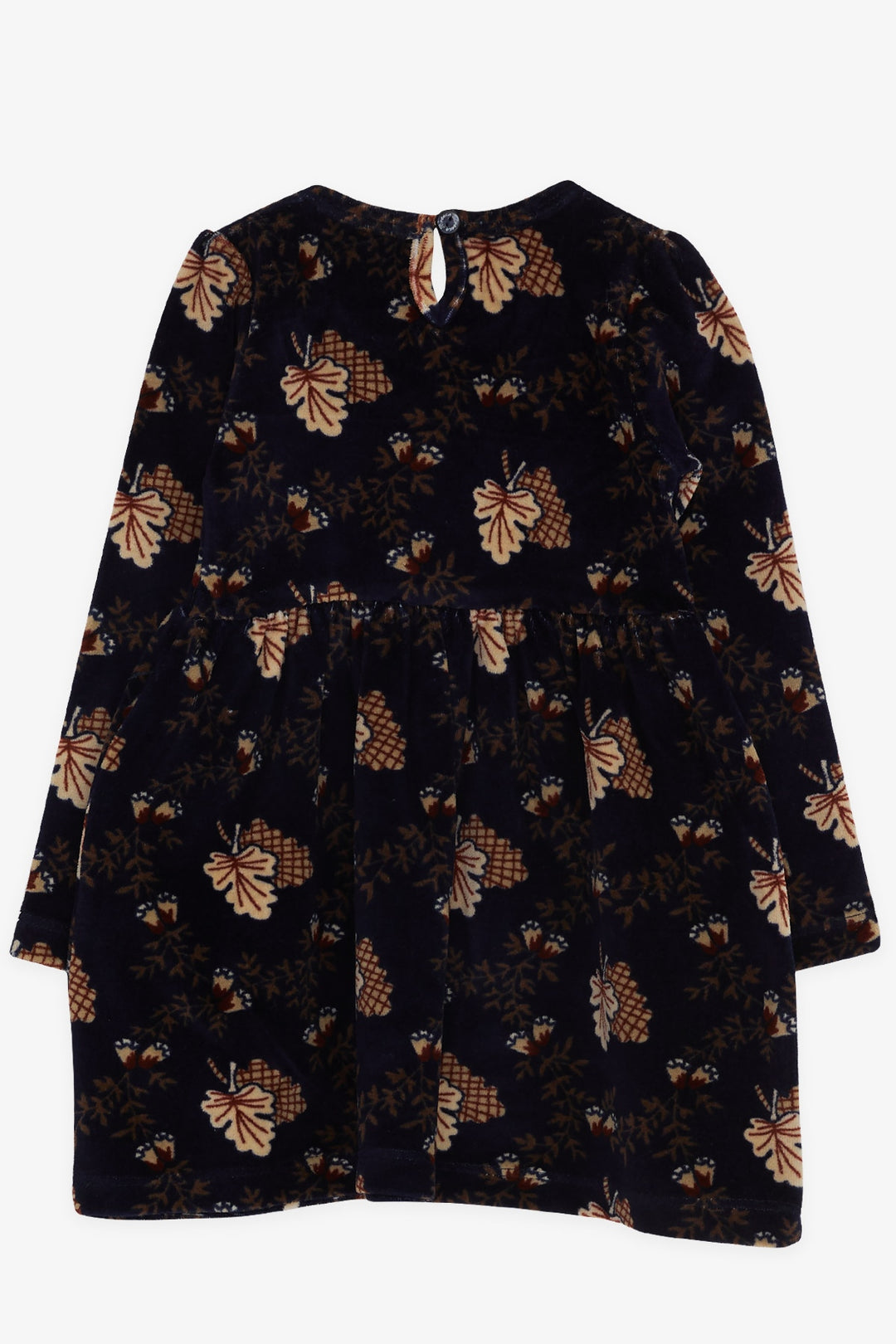 BRE Breeze Girl's Dress Velvet Flower Patterned 1.5-5 Years, Navy Blue - Strood