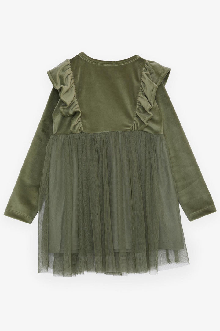 BRE Breeze Girl's Dress Velvet Bow Tutu 3-8 Years, Khaki Green - Beverly