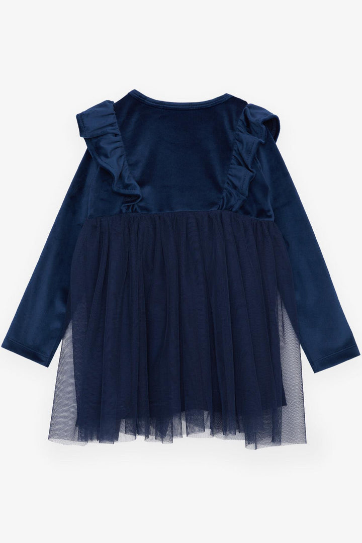 BRE Breeze Girl's Dress Velvet Bow Tulle 3-8 Years, Navy Blue - Ecatepec