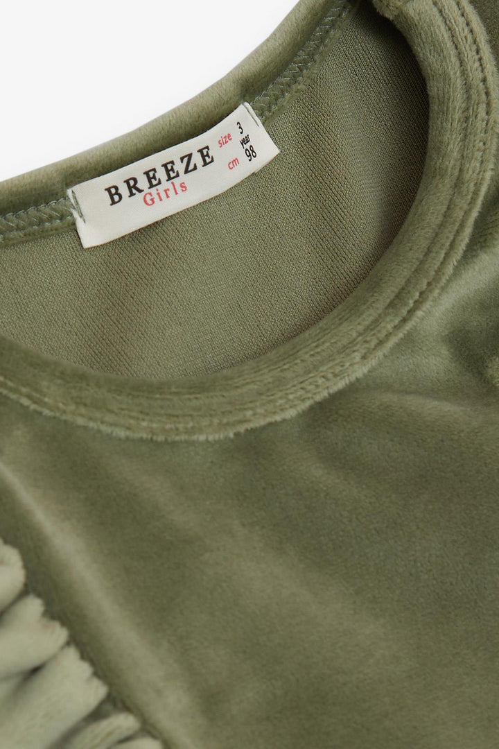 BRE Breeze Girl's Dress Velvet Bow Tutu 3-8 Years, Khaki Green - Beverly