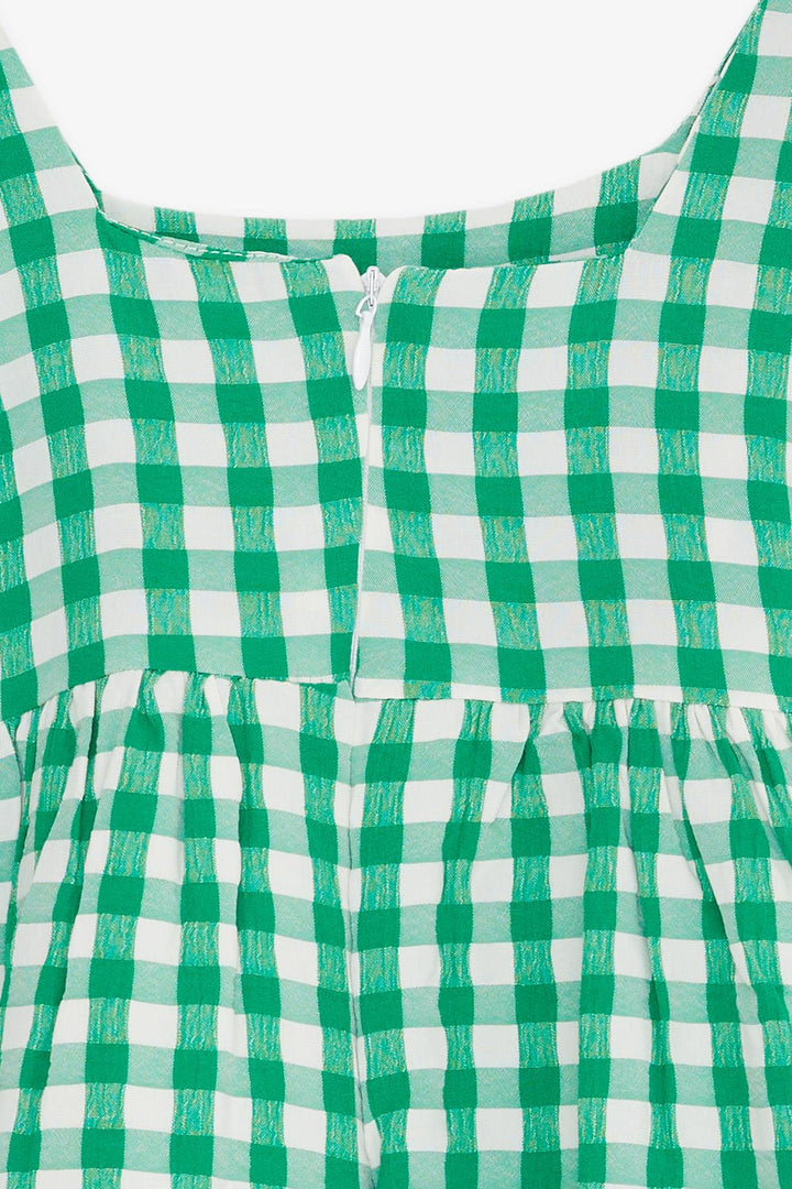 BRE Breeze Girl's Dress Square Neck Zippered Frilly 2-6 Years, Green - Chesapeake
