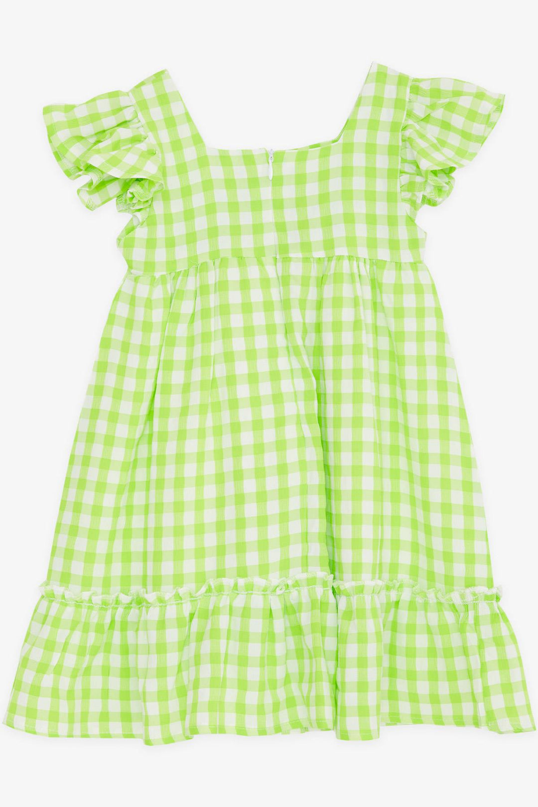 BRE Breeze Girl's Dress Square Neck Zippered Frilly 2-6 Years, Pistachio Green - Holland