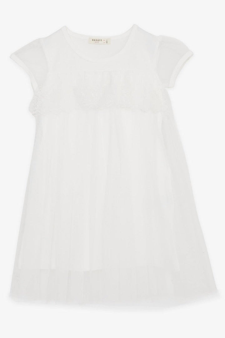 BRE Breeze Girl's Dress Embroidered Tulle 2-6 Years, White - Modesto