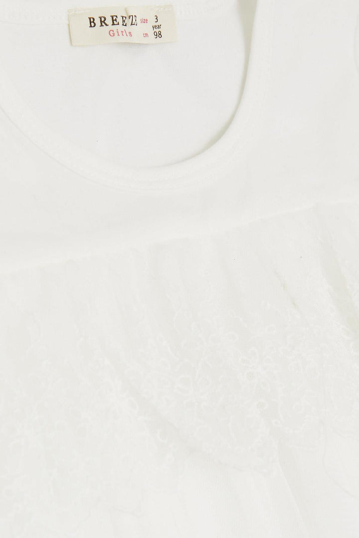 BRE Breeze Girl's Dress Embroidered Tulle 2-6 Years, White - Modesto