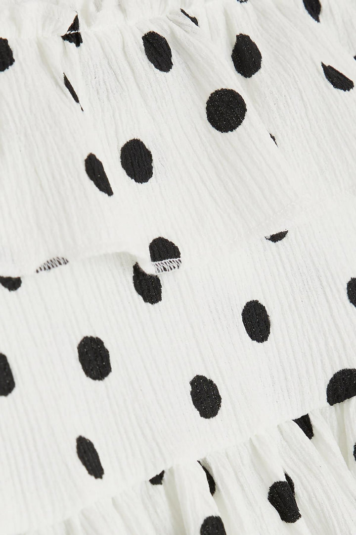 BRE Breeze Girl's Dress with Polka Dot Pattern, 3-7 Years, White - Halle